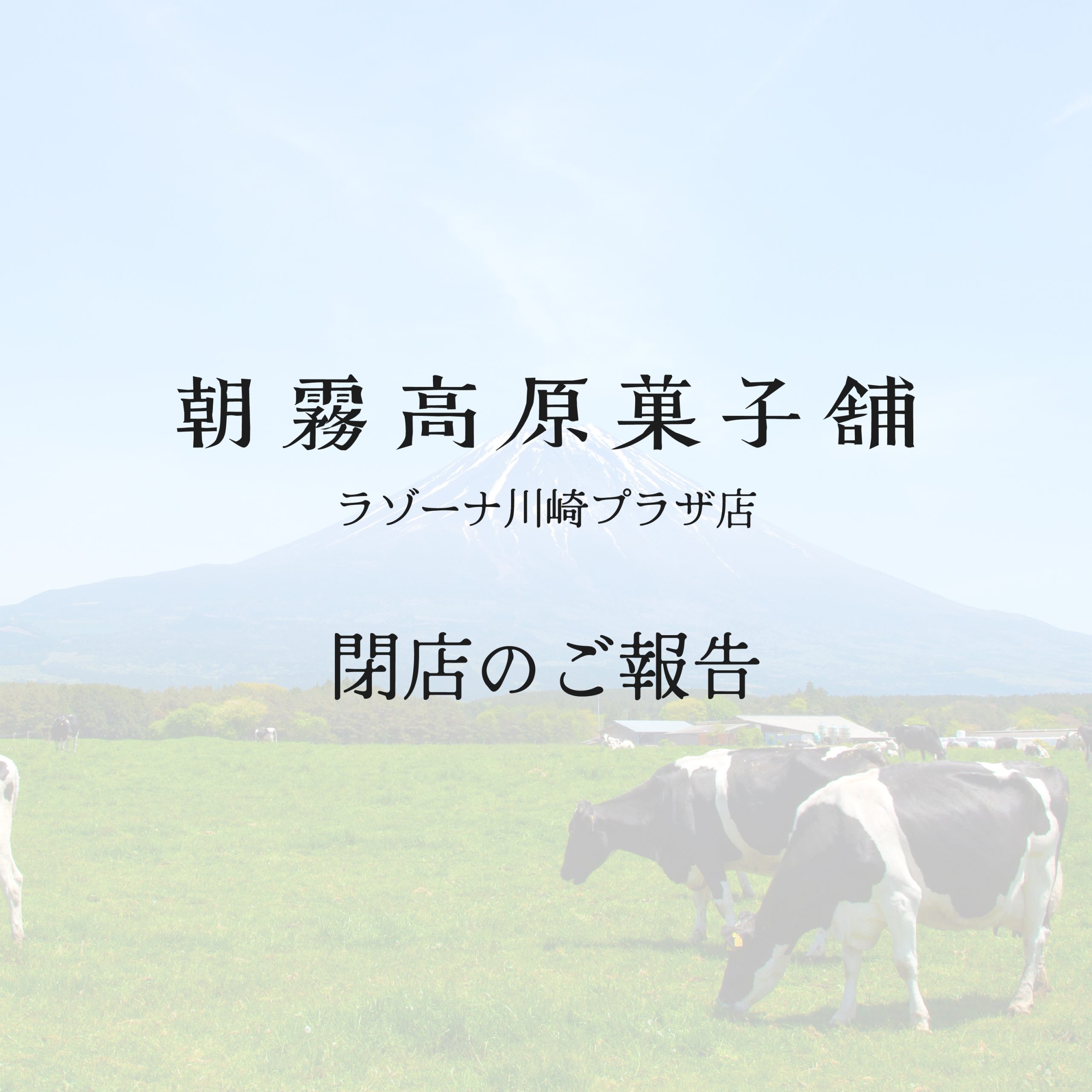 【朝霧高原菓子舗】ラゾーナ川崎プラザ店 閉店のご報告